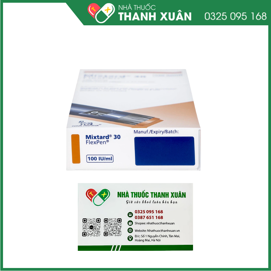 Bút tiêm Mixtard 30 Flexpen 100 IU/ml điều trị bệnh đái tháo đường